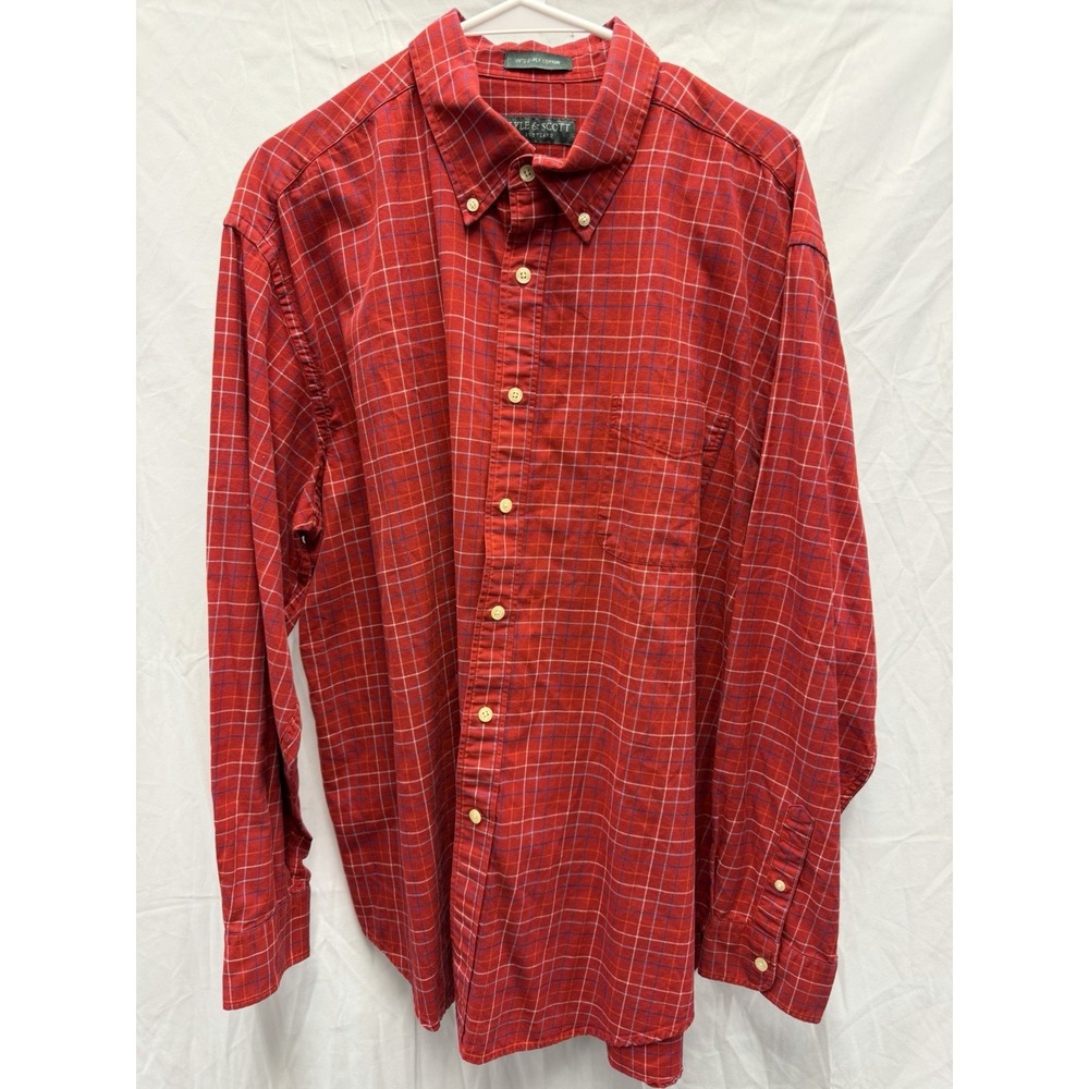 Lyle & Scott Shirt Mens XXL‎ Cotton Button Down Red Plaid Long Sleeve